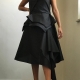 Silk midi dress with wavy skirt (1)